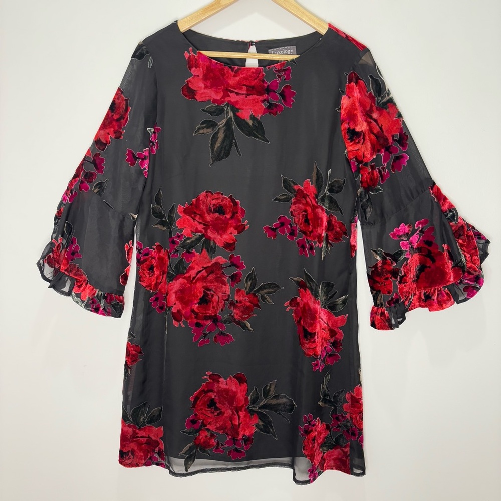Luxology Velvet Burn out Floral Romantic Whimsigoth Fairy Dress Size 8 *E95